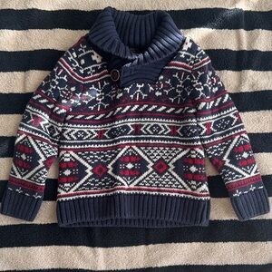 H&M Navy and Red Patterned Kids Christmas Sweater